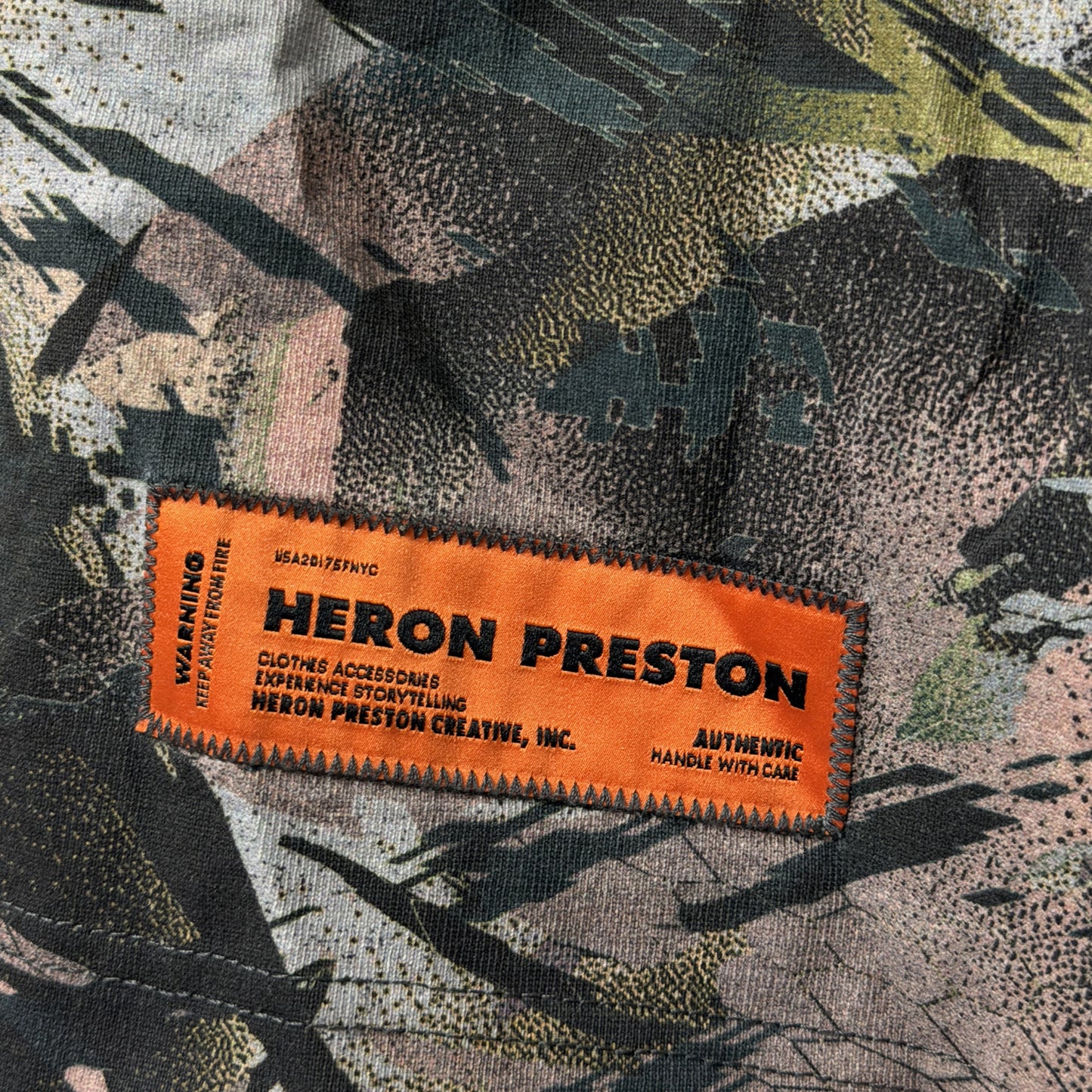 Heron Preston Mock Neck Camouflage Print Tee Green