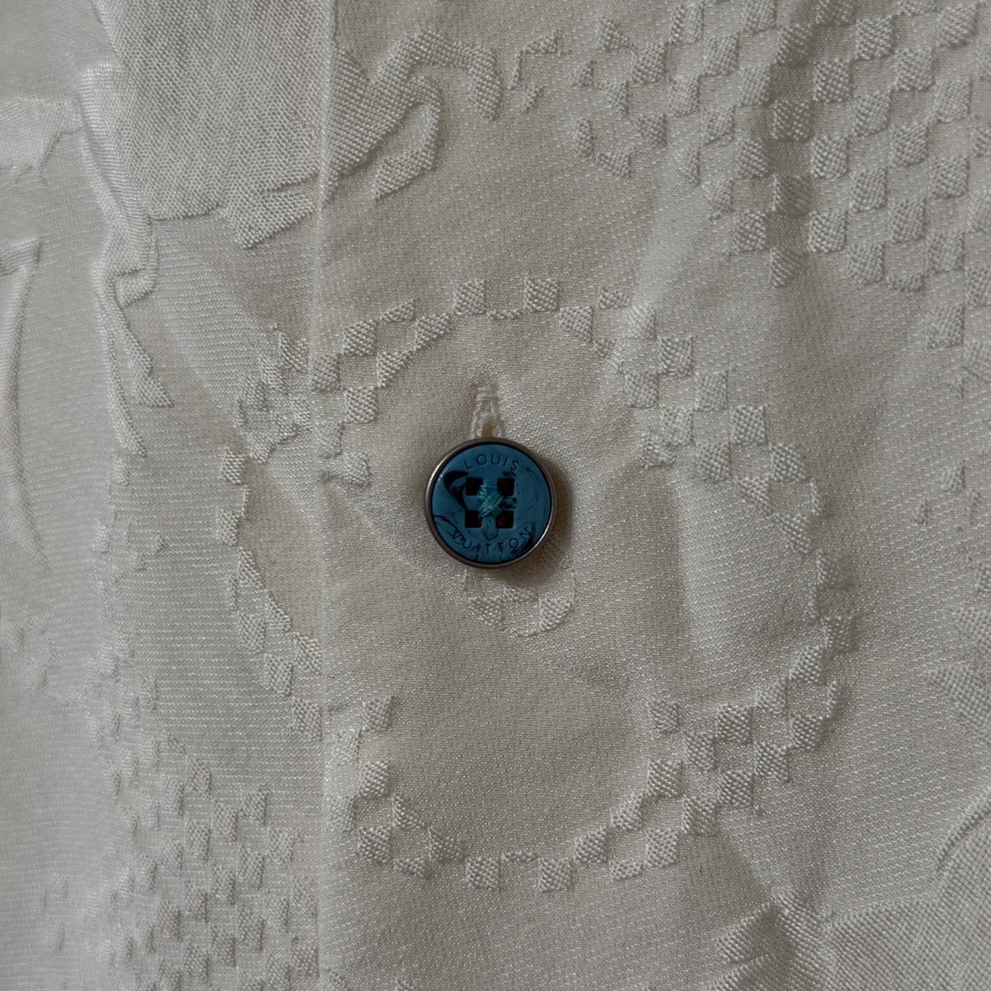 Louis Vuitton Déposée Monogram Print Button Up White