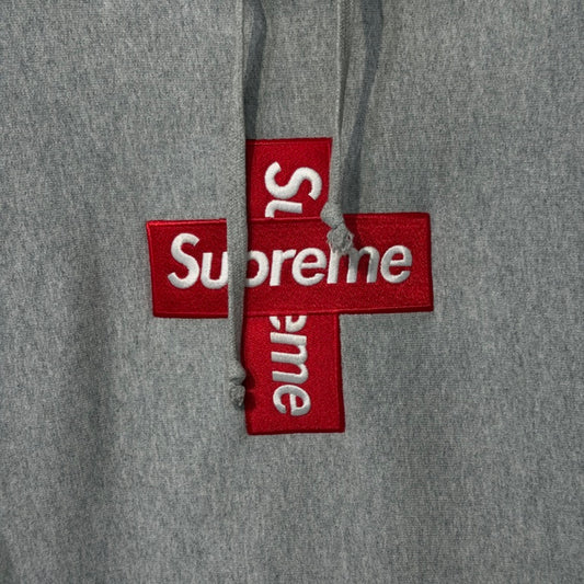 Supreme Cross Box Logo Hoodie Grey