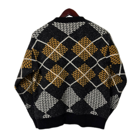 Louis Vuitton Déposée Argyle Wool Sweater Gray