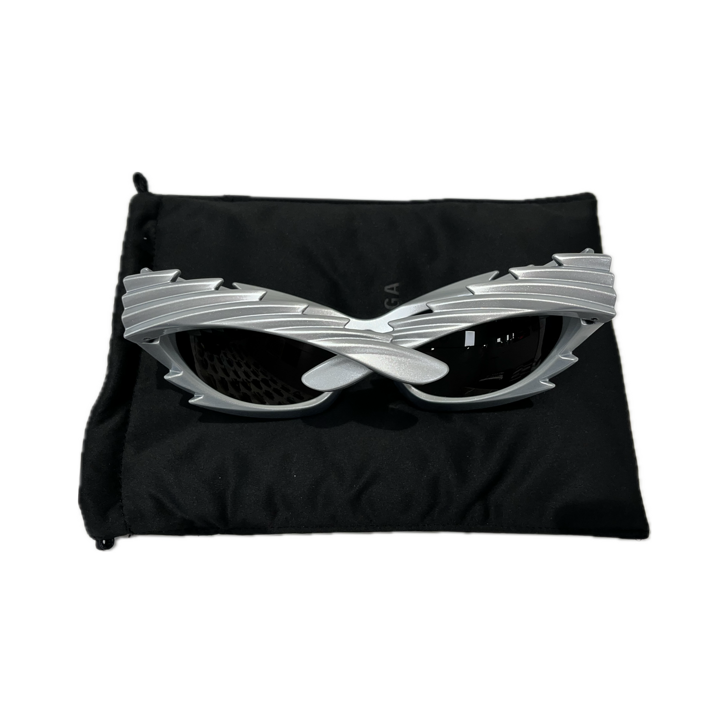 Balenciaga Spike Rectangle Sunglasses Silver