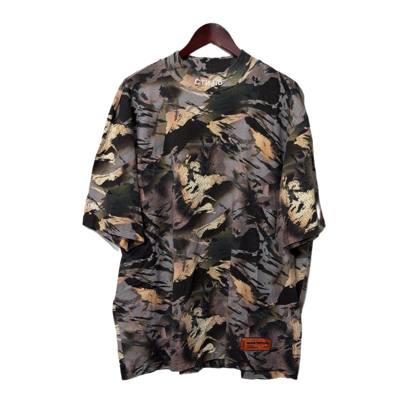 Heron Preston Mock Neck Camouflage Print Tee Green