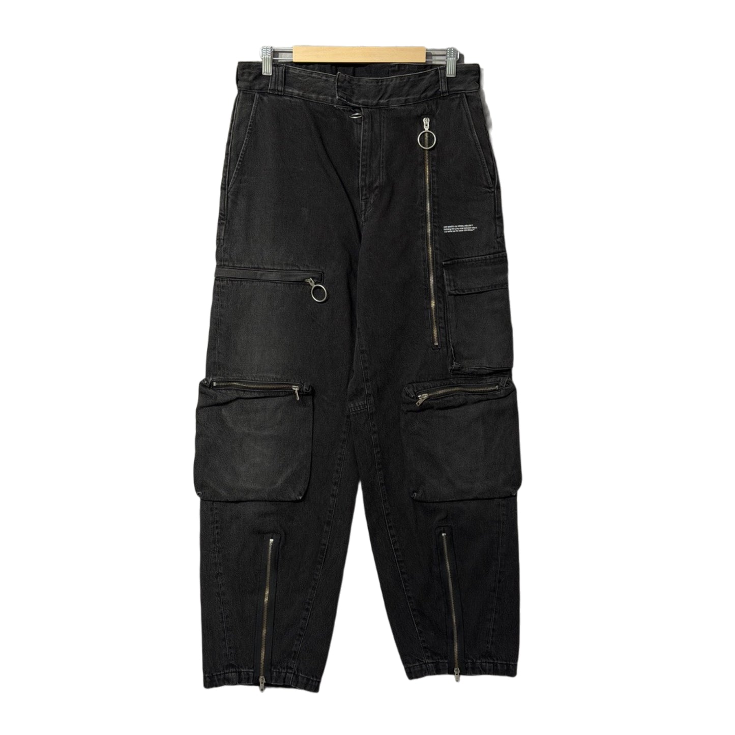 Off White Logo Zip Cargo Pants Black