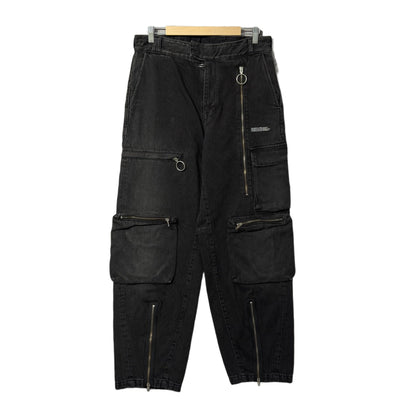 Off White Logo Zip Cargo Pants Black