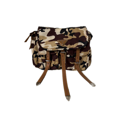 Prada Camouflage Print Multipocket Backpack Brown