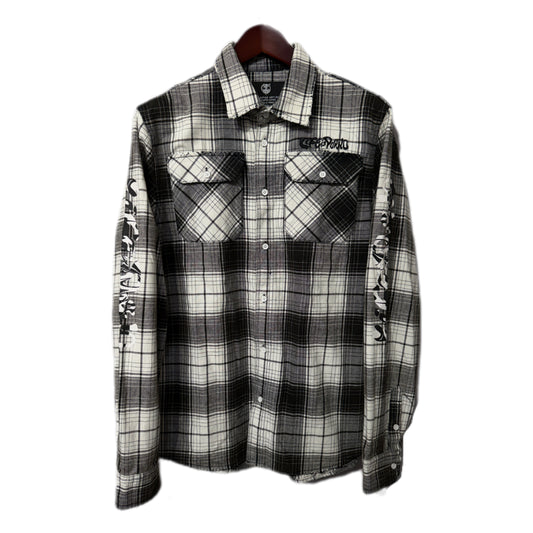 Life Is Porno Flannel Shirt White