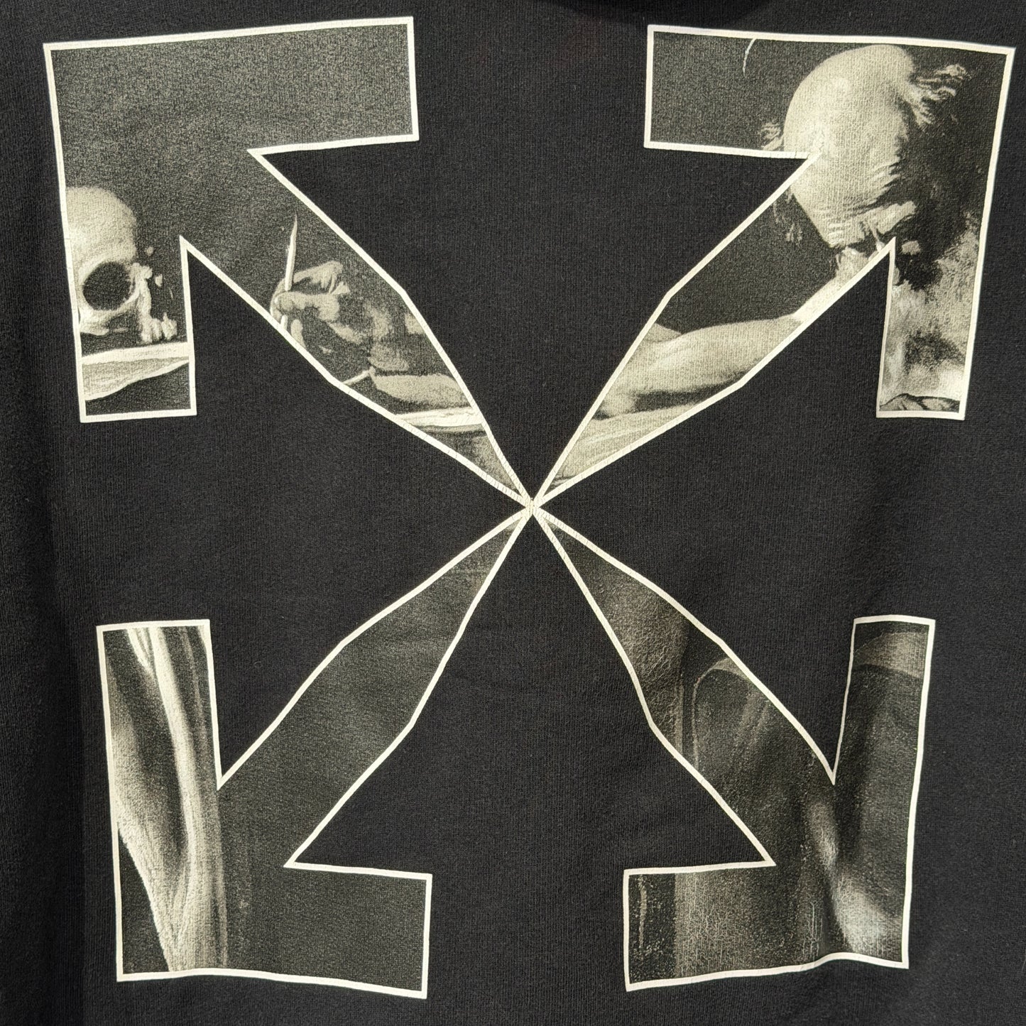 Off White Arrow Painting Logo Hoodie Black