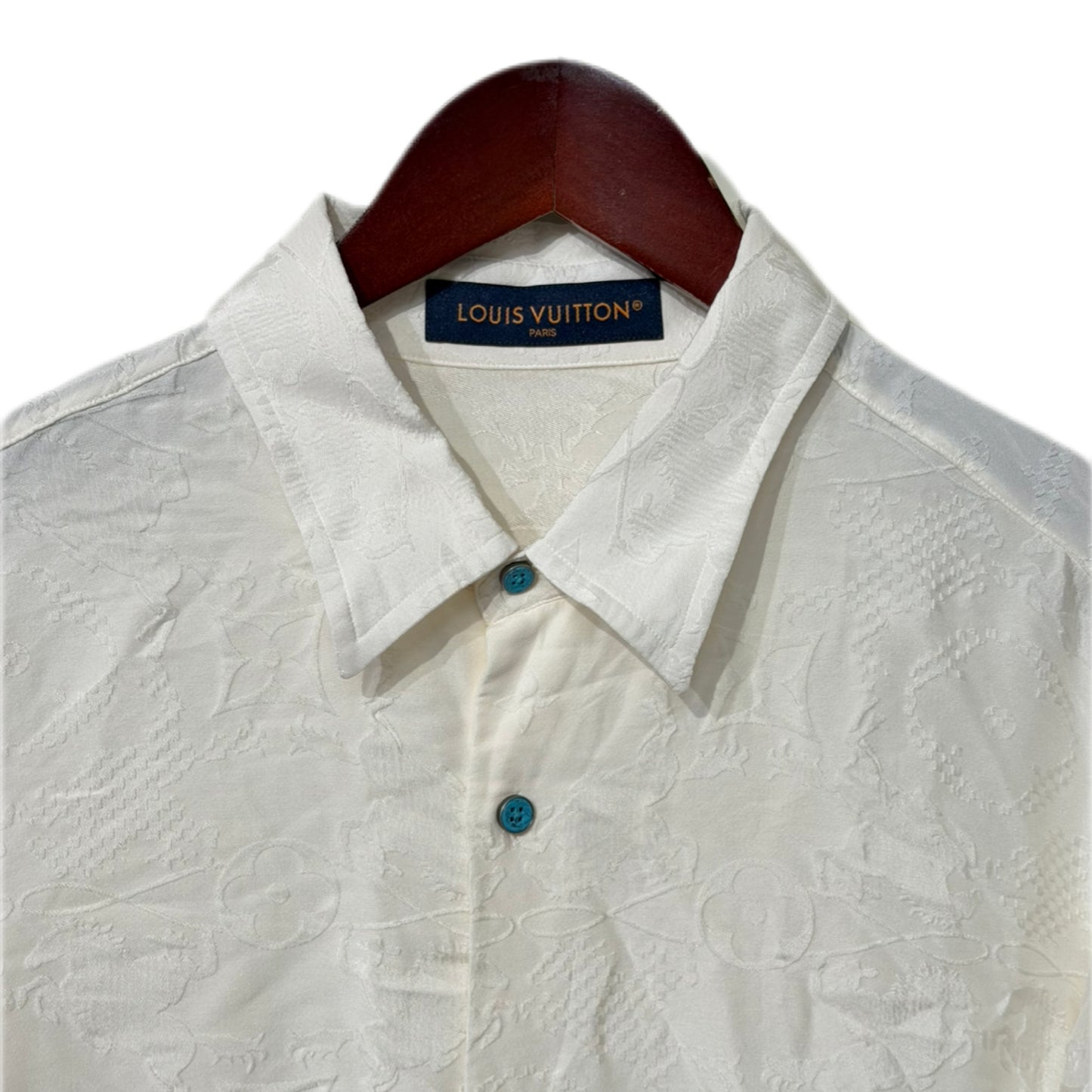 Louis Vuitton Déposée Monogram Print Button Up White