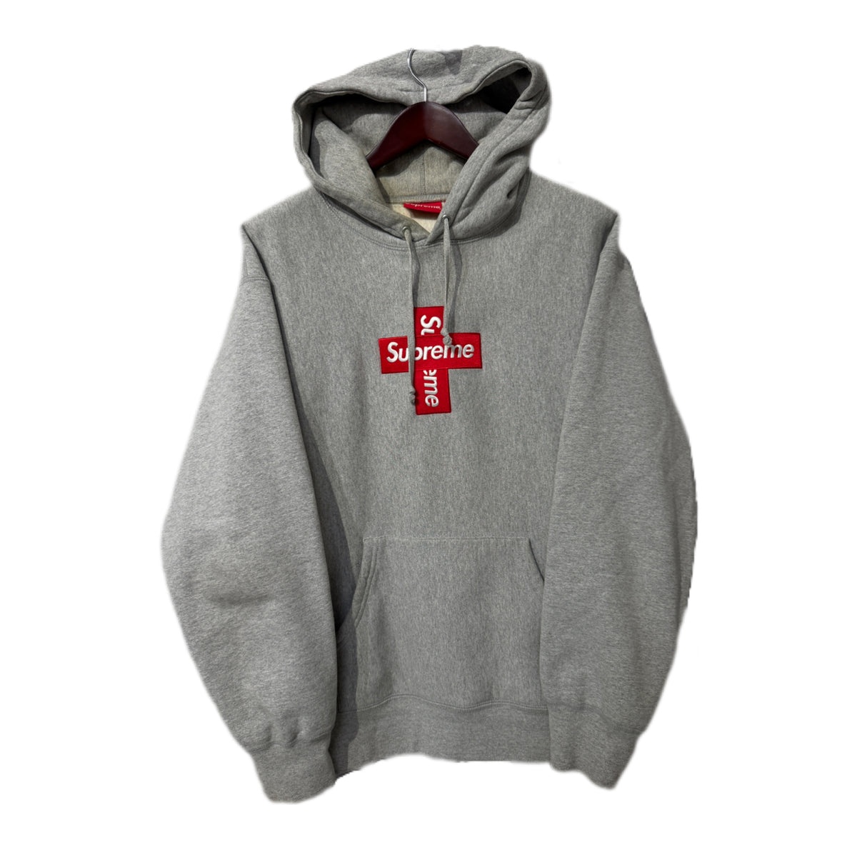 Supreme Cross Box Logo Hoodie Grey