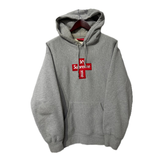 Supreme Cross Box Logo Hoodie Grey