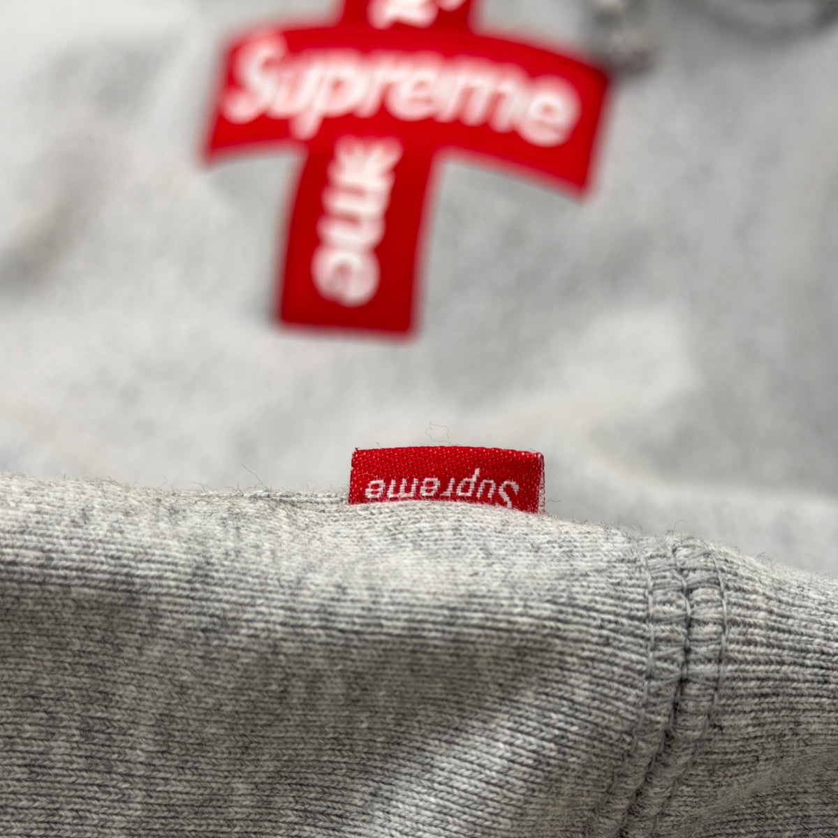 Supreme Cross Box Logo Hoodie Grey