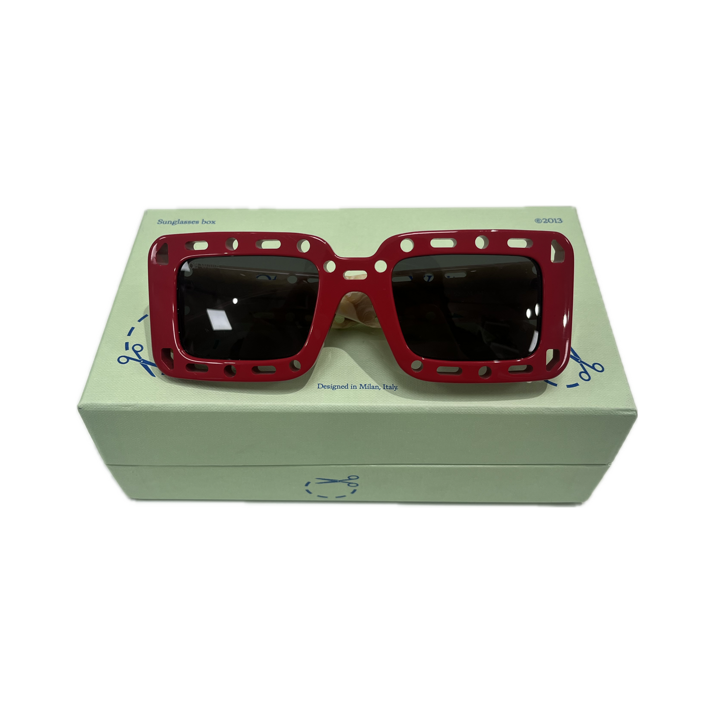 Off-White Atlantic Cut-Out Detail Square Frame Sunglasses Red