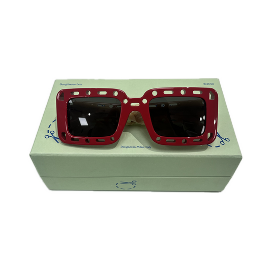 Off-White Atlantic Cut-Out Detail Square Frame Sunglasses Red