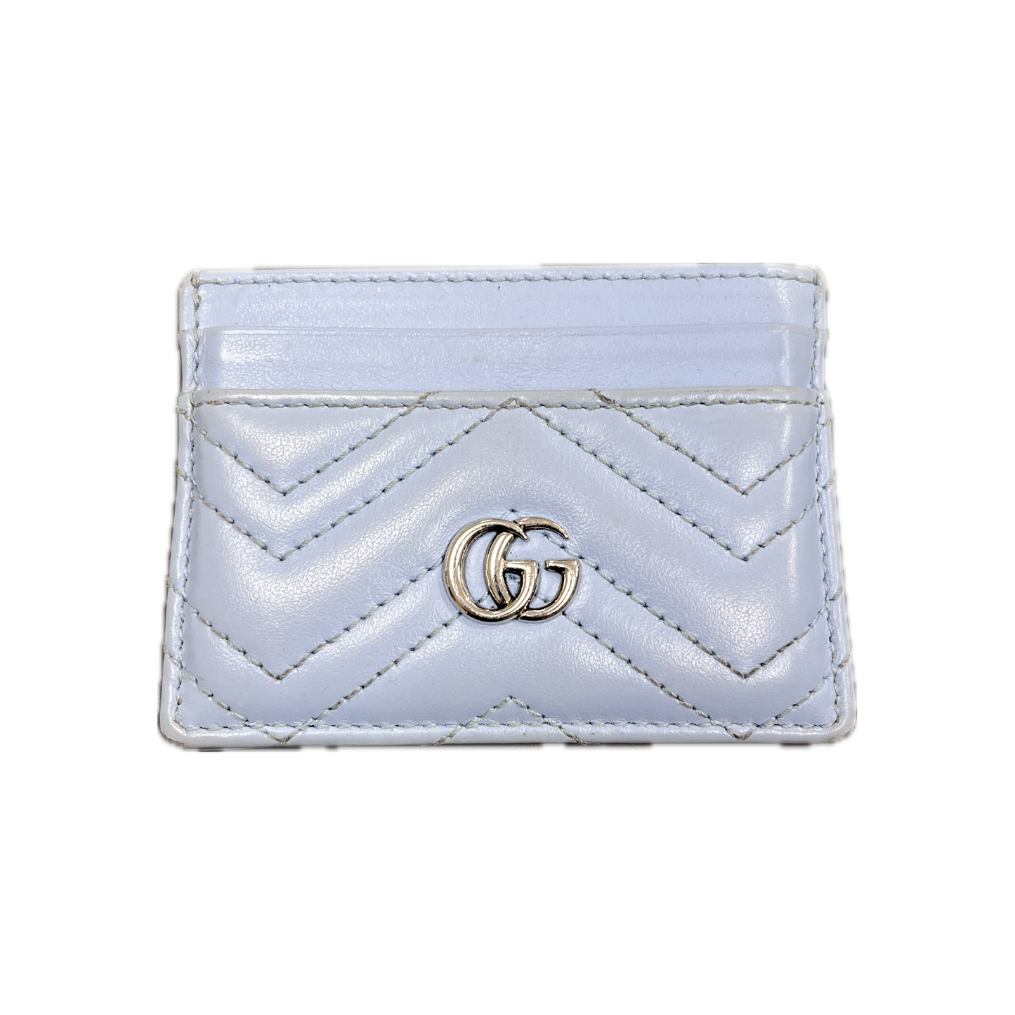 Gucci GG Card Holder Baby Blue Lambskin Leather