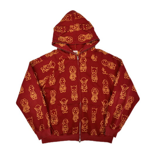Bape x DC Full Zip Hoodie Red