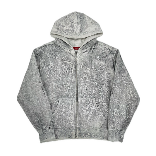 Supreme Crackle Zip Up Hooded Sweatshirt Natural