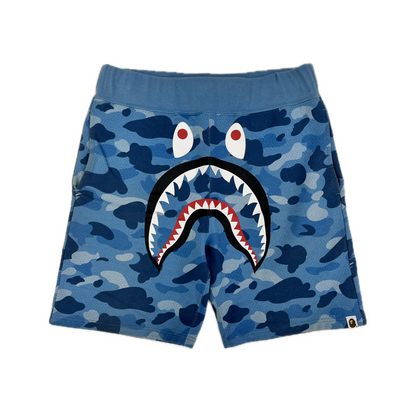 Bape Honeycomb Camo Shark Shorts Blue