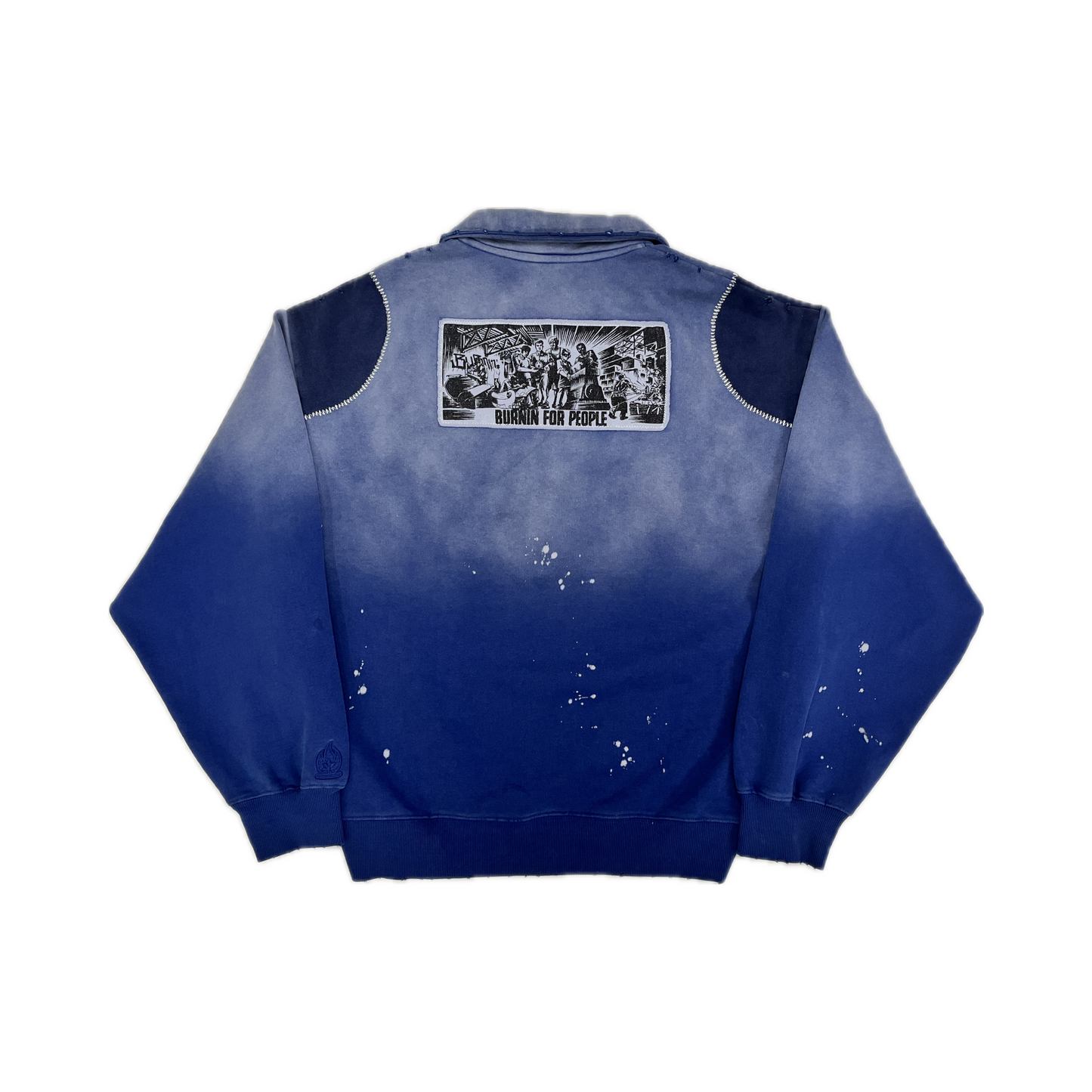 BURNIN Dyeing Ink-splashing Polo Collar Sweatshirt