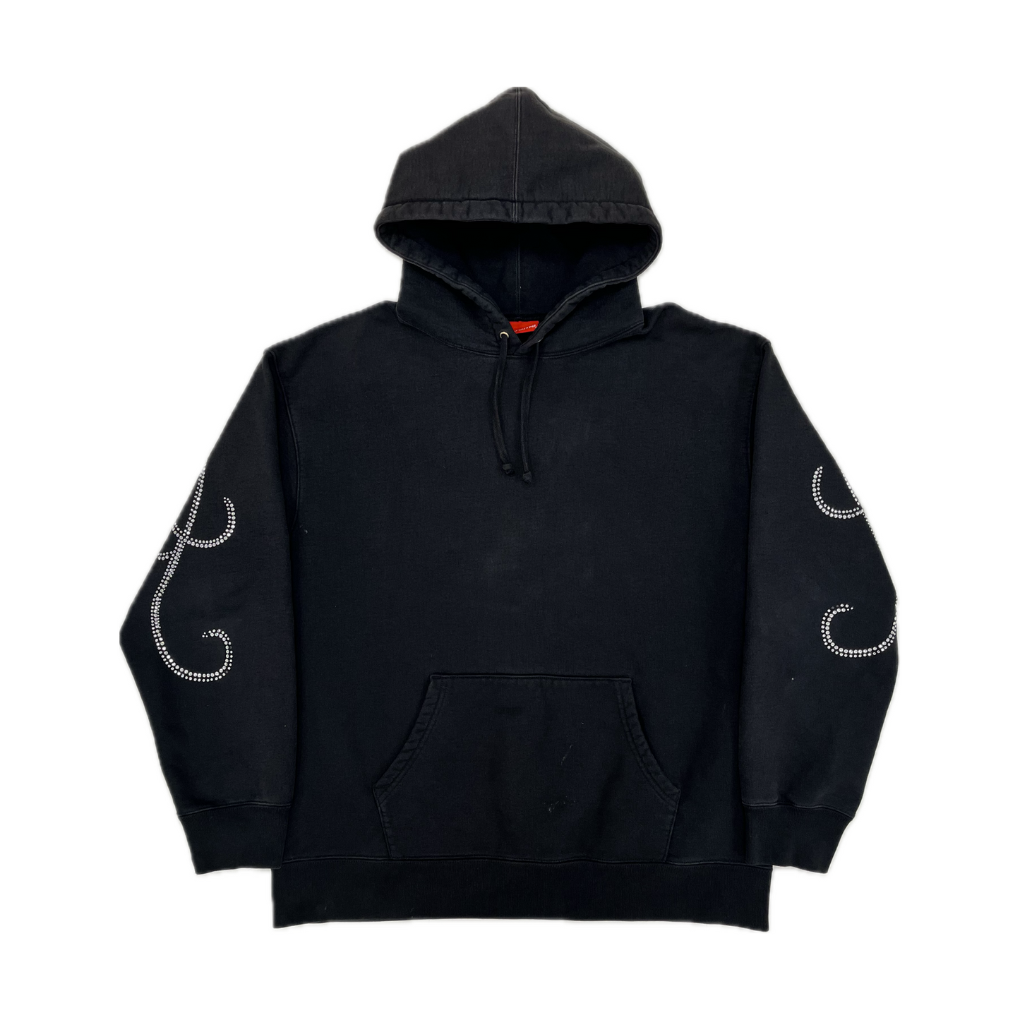 Supreme Rhinestone Script Hooded Sweatshirt Black