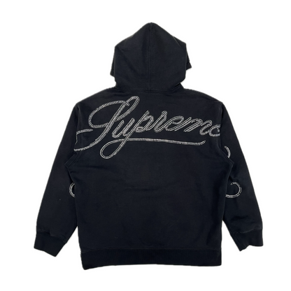 Supreme Rhinestone Script Hooded Sweatshirt Black