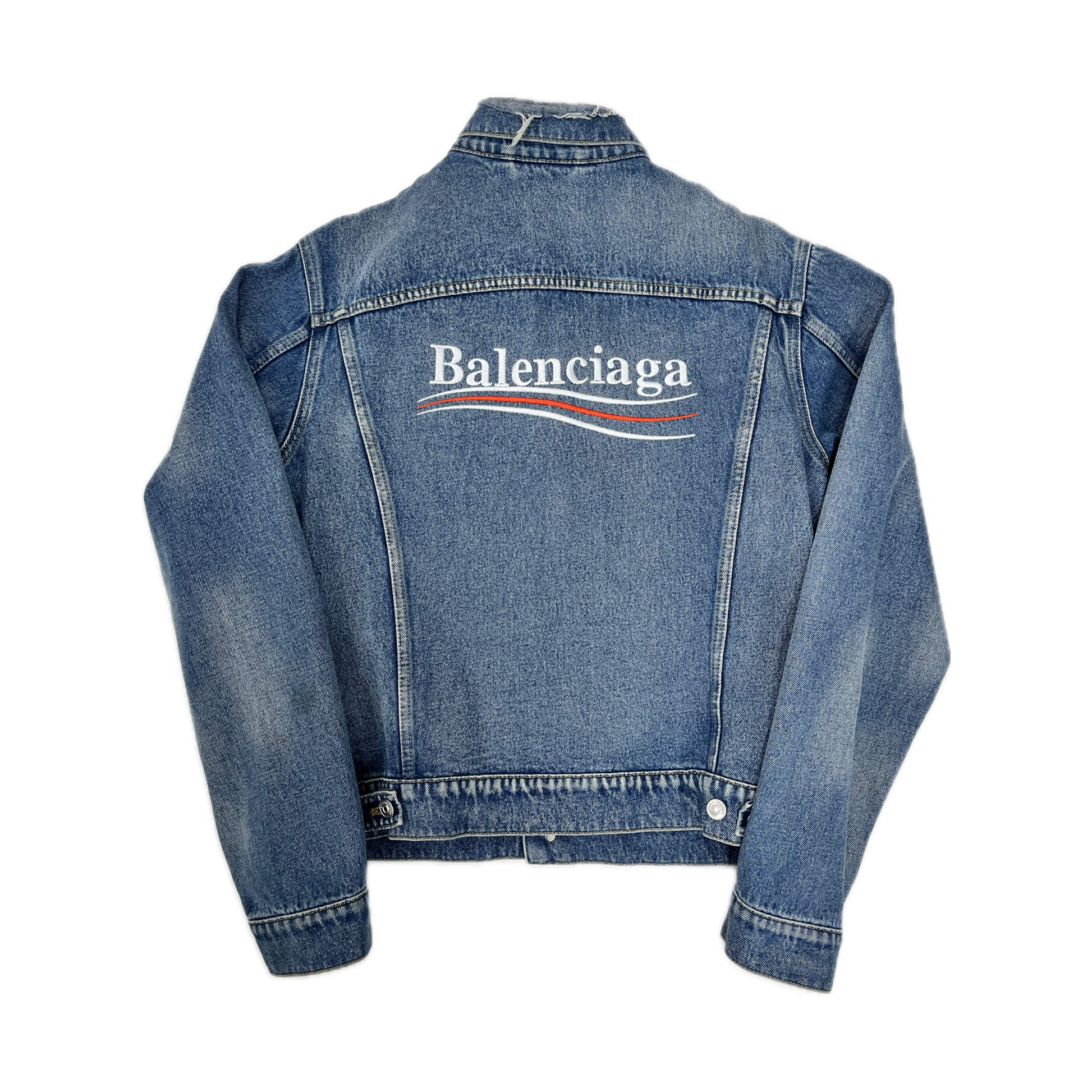Balenciaga Denim Trucker Jacket Washed Blue – Cruizer Vintage Balenciaga Denim Trucker Jacket Washed Blue – Cruizer Vintage