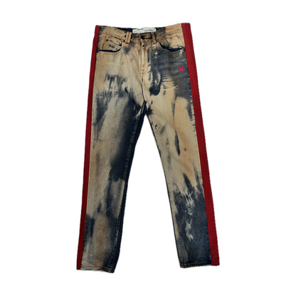 Off White Side Panel Slim Fit Bleached Denim Pants