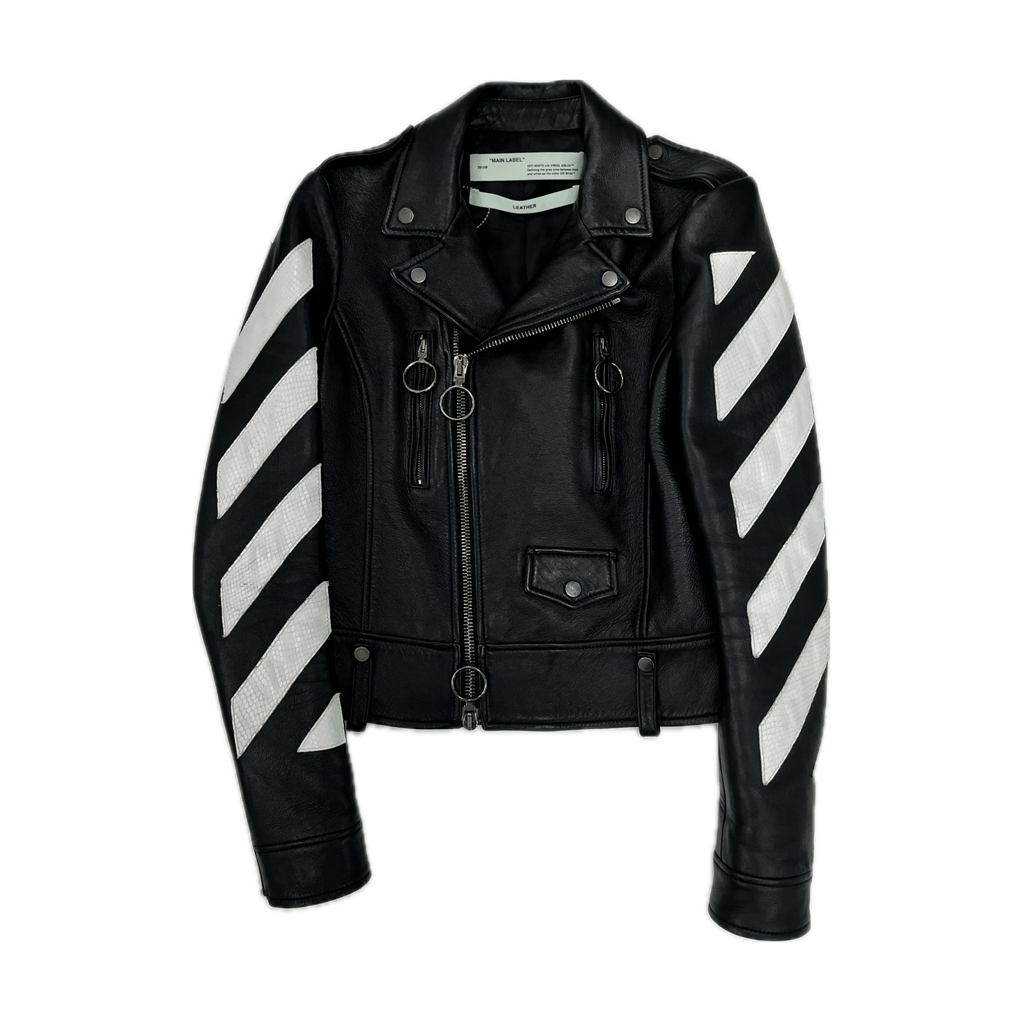 Off-White Diagonal Arrows Leather Jacket Black