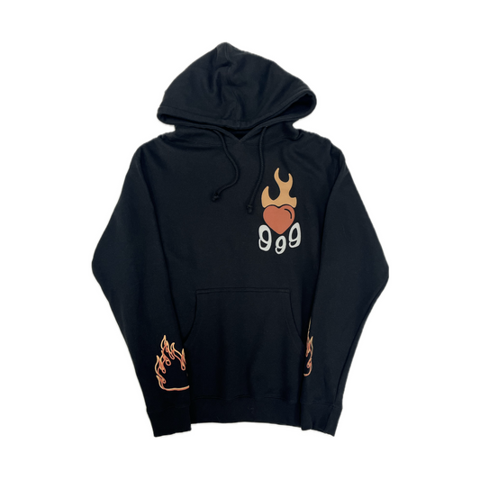 Juice Wrld 999 Burning Hearts Hoodie Black