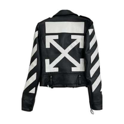 Off-White Diagonal Arrows Leather Jacket Black