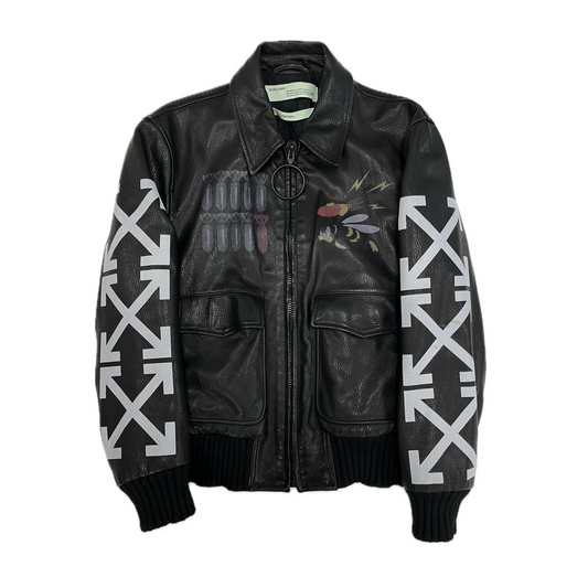 Off White Leather Jacket Black